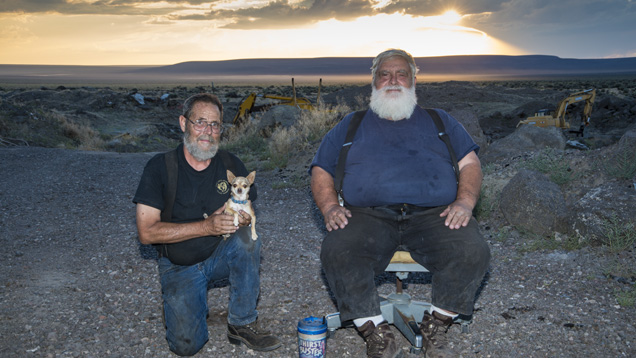 Terry Clarke and Don Buford have been mining sunstone in the Oregon desert for 21 years. - Robert Weldon Terry Clarke and Don Buford have been mining sunstone in the Oregon desert for 21 years. - Robert Weldon