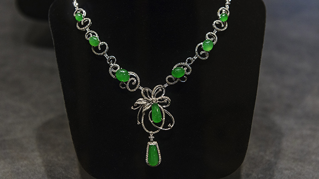 Imperial green jadeite necklace